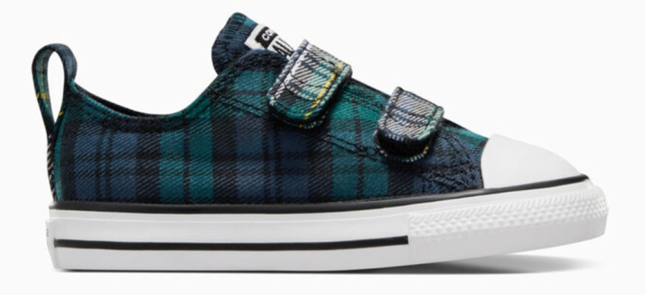 green plaid strap shoes