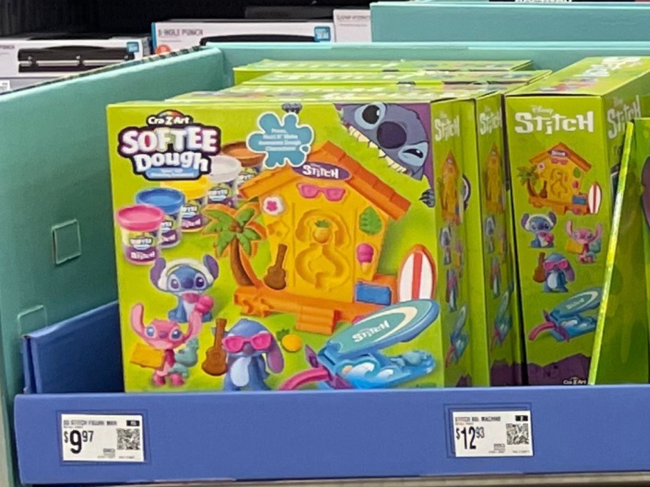 a Disney Stitch Softee Modelling Dough set on display in Walmart