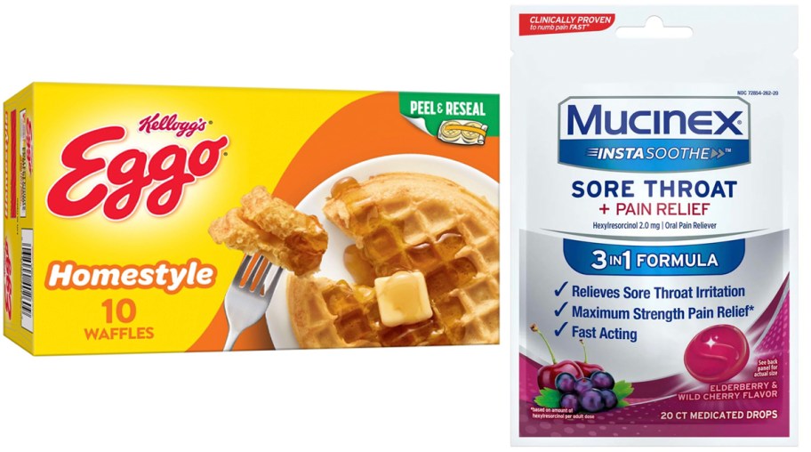 eggo box and mucinex bag 