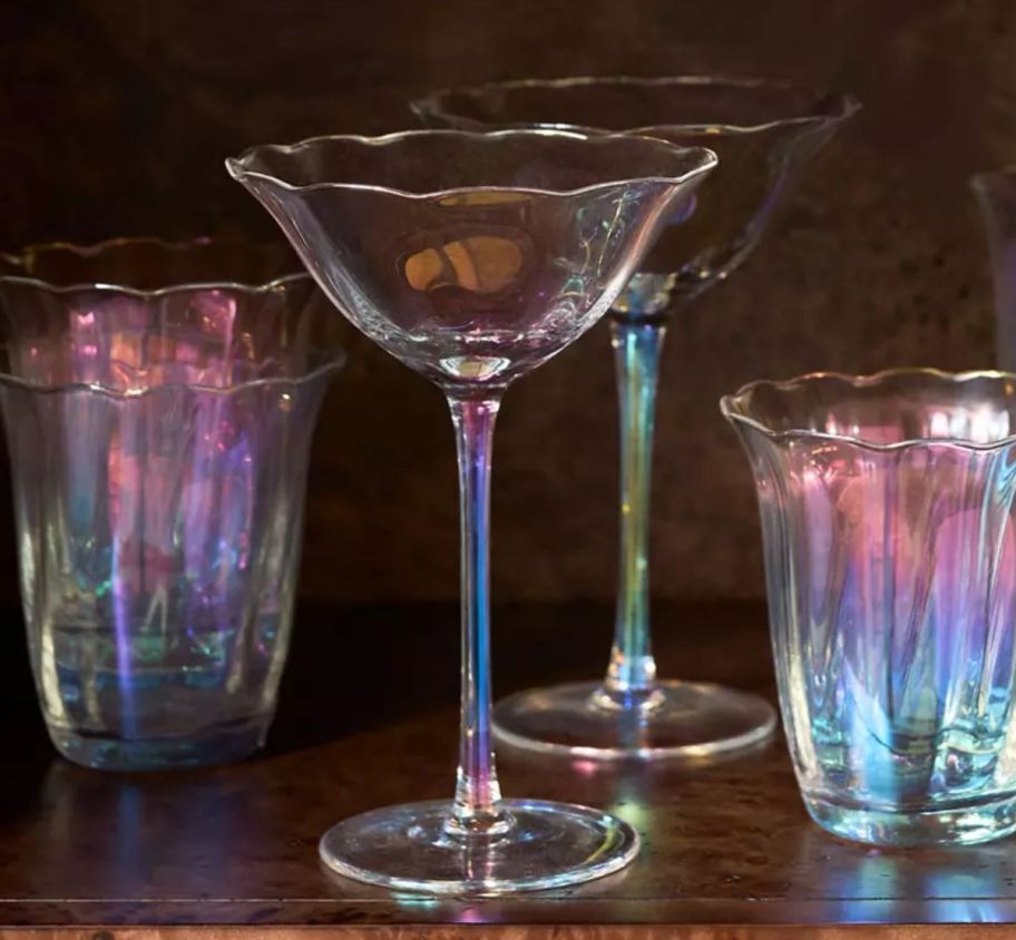 various fleur collection glasses including two coupe