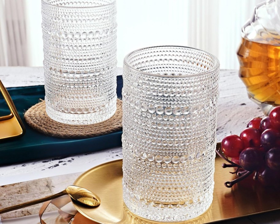 tall hobnail drinking glasses