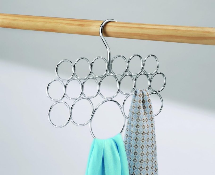 metal circle hanger on wood rod