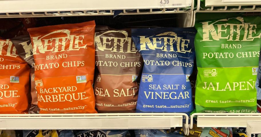 Kettle Brand Potato Chips on shelf in store