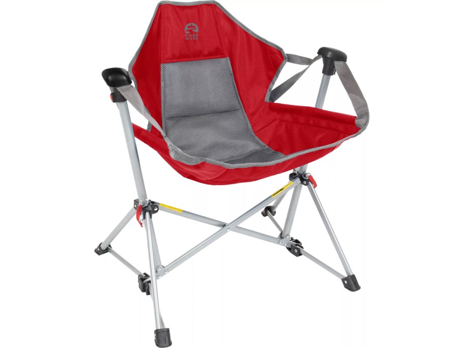 red and gray swing lounge chair