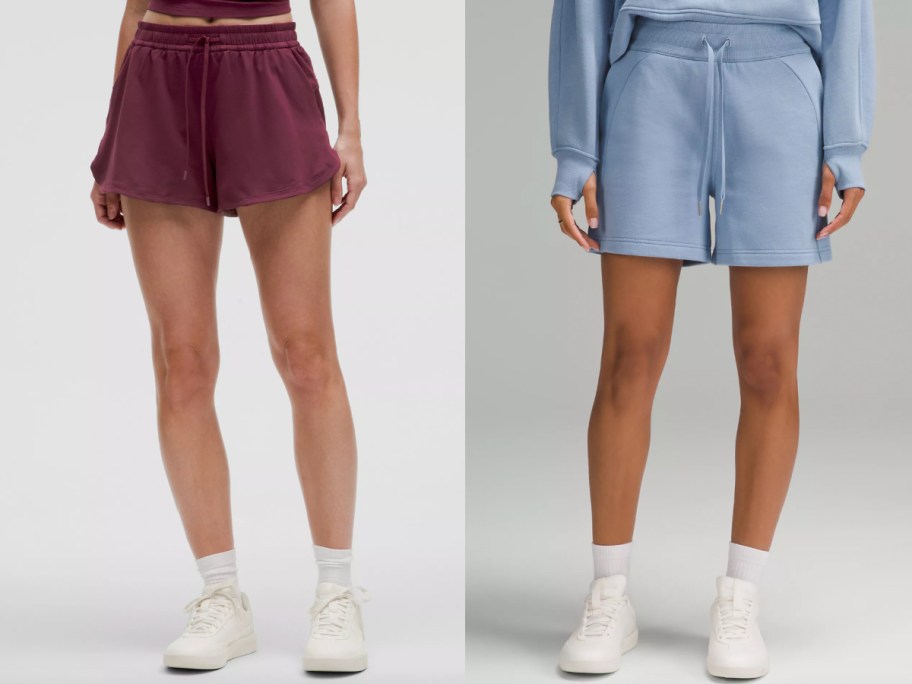 light blue and maroon shorts