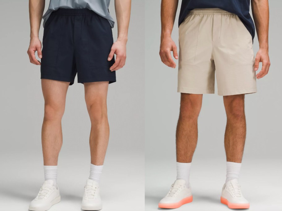 navy and tan mens shorts