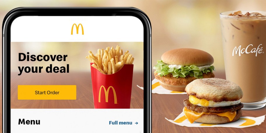 mcdonalds app with burger and mcmuffin