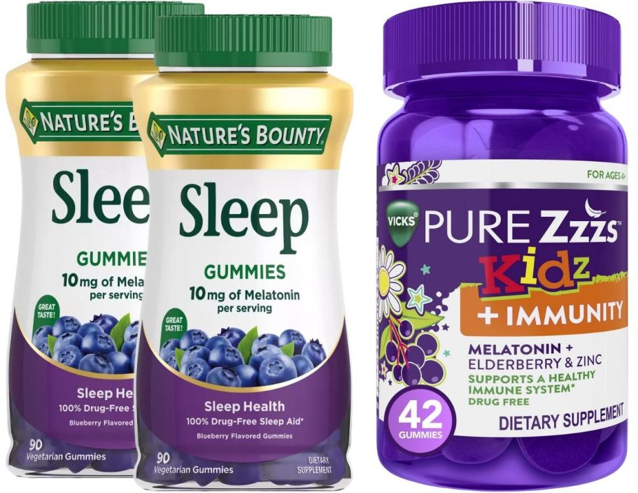 natures bounty melatonin and vics kids pure zzzzs stock images