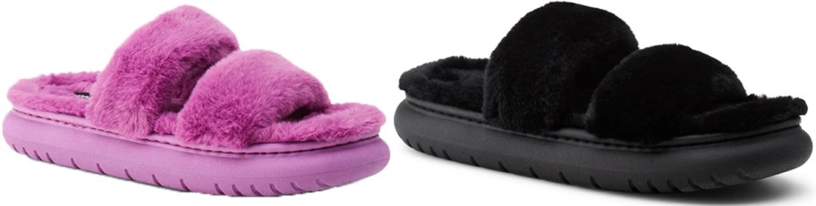 pink and black slippers 