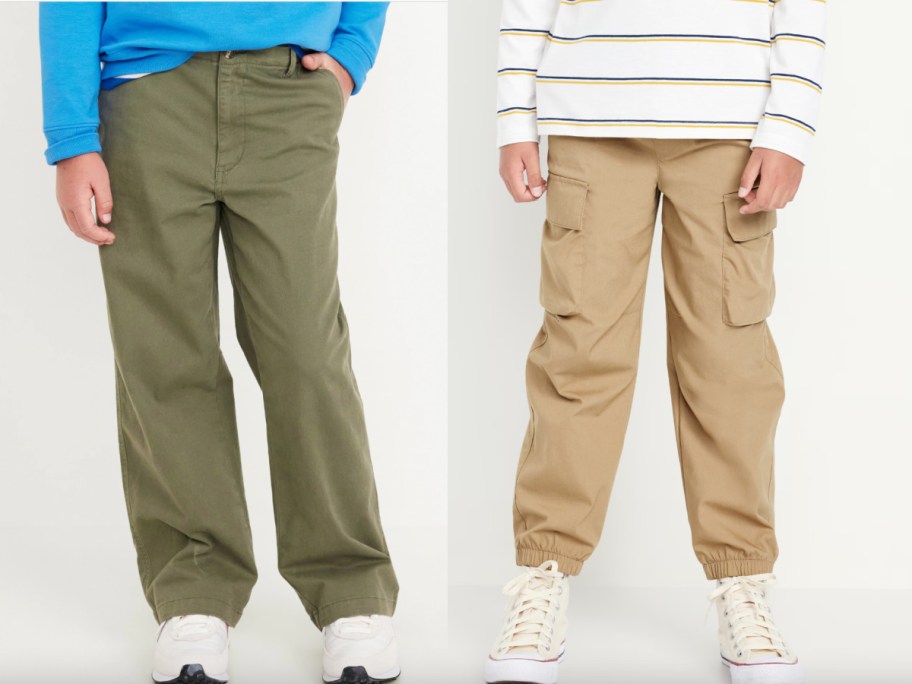 green and tan boys pants