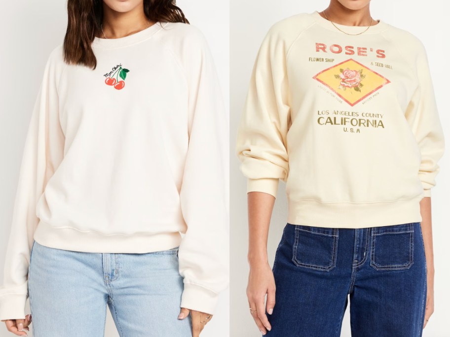 cherry and rose sweatshirts on women