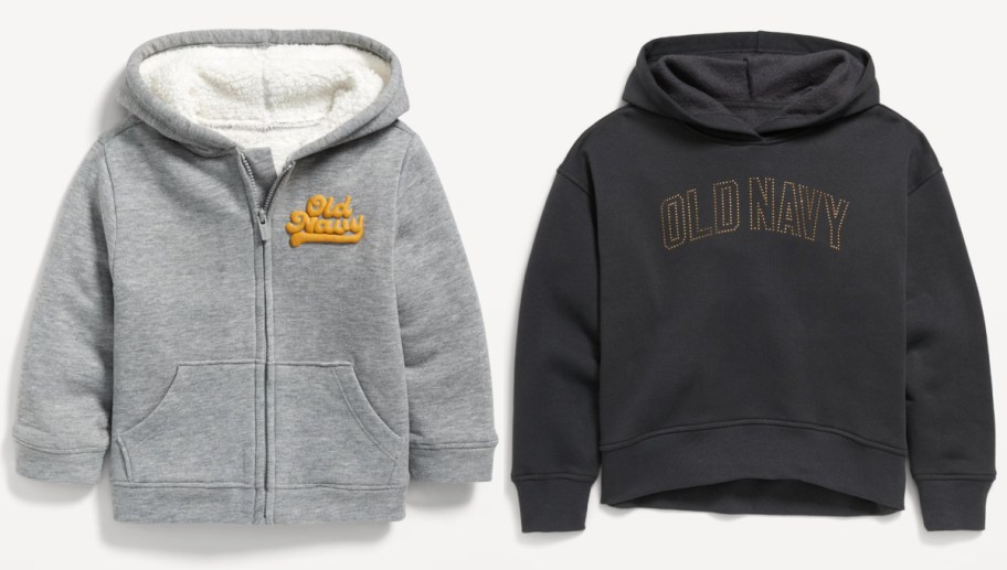 gray and black kids hoodies