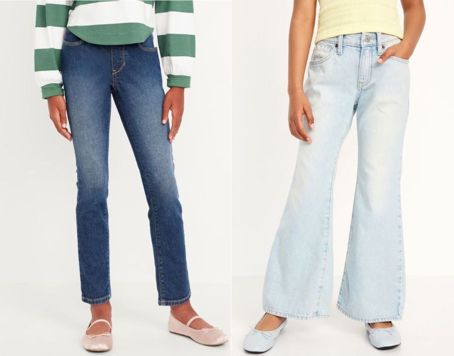 two girls wearing old navy jeans stock image