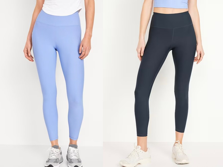 women wearing blue leggings 