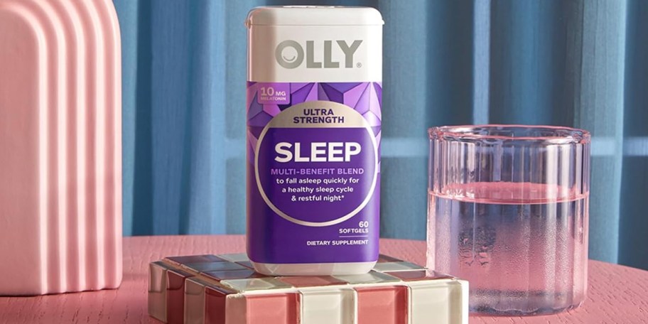 olly sleep vitamins bottle on table