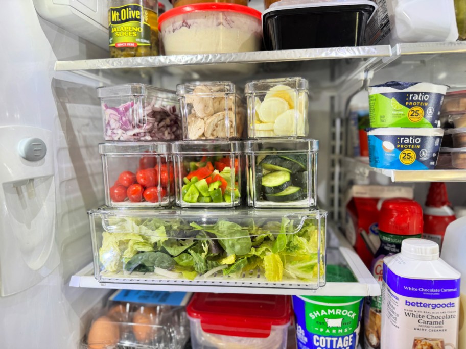 salad bar in a fridge