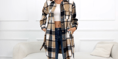 Women’s Oversized Plaid Shacket Only $14.99 on Amazon (Reg. $40)