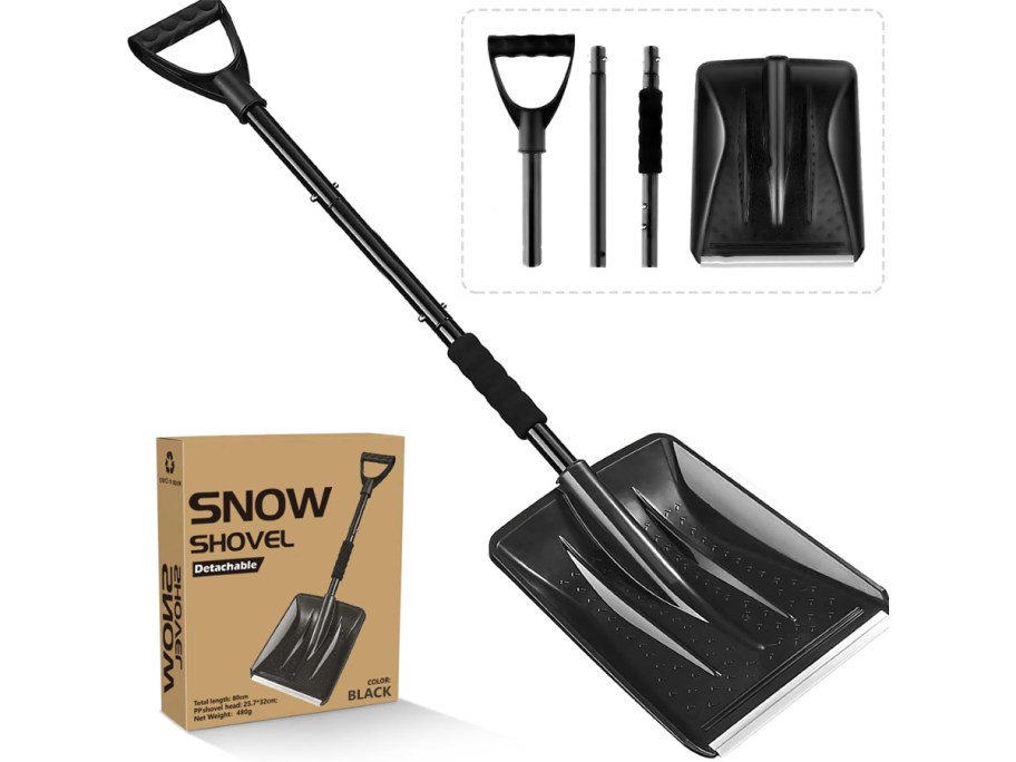 black snow shovel with box