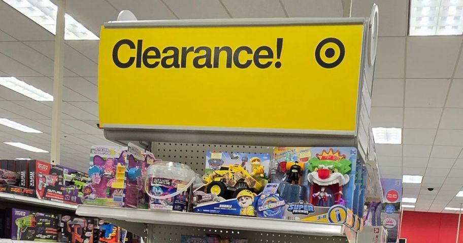 target toy clearance sign in store