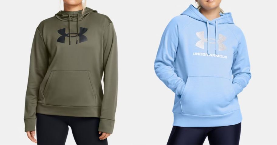 two men wearing under armour hoodies