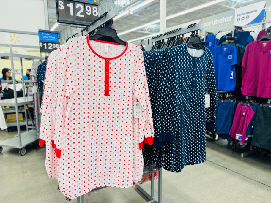 two sleepshirts on rack in walmart