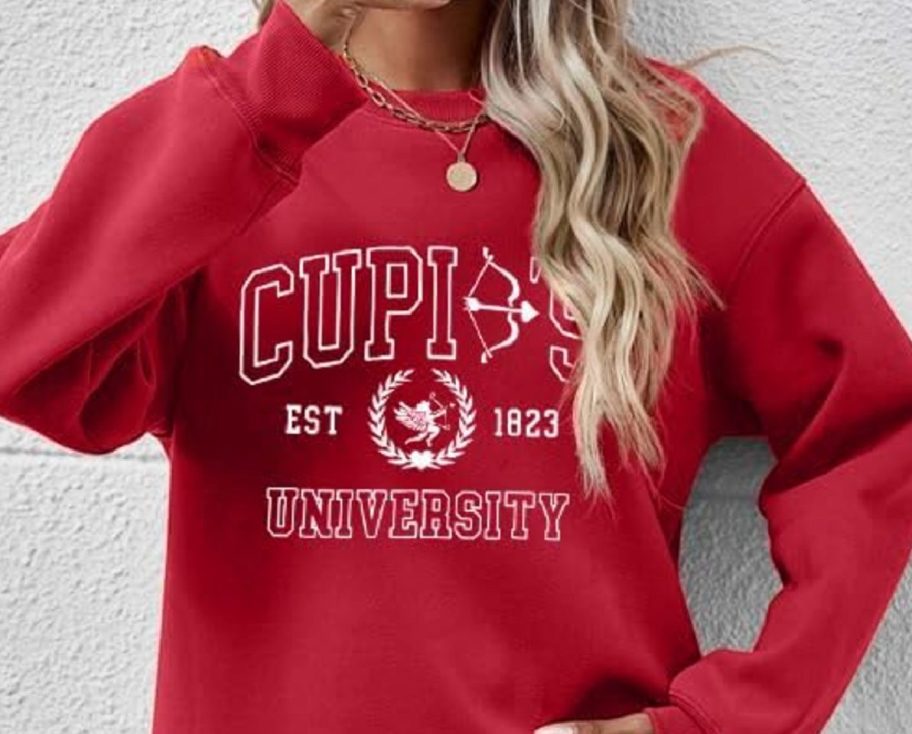 cupid oversized red sweatshirt