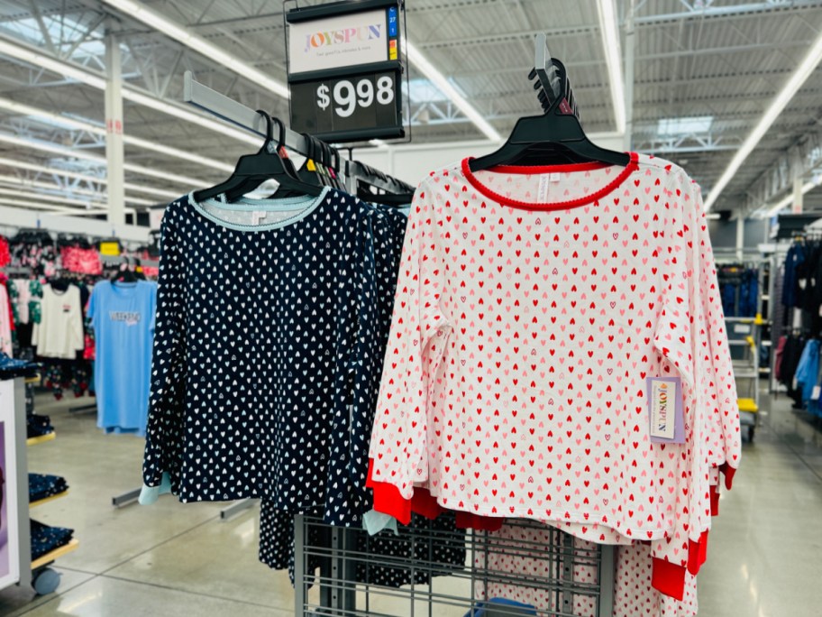 two sleep tops on rack in walmart