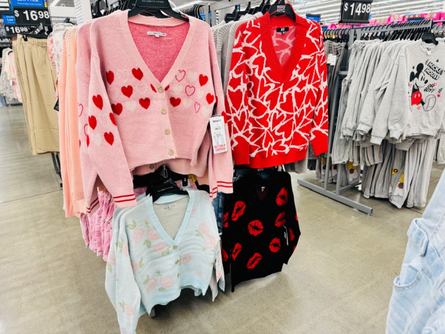 heart cardigans in store at walmart