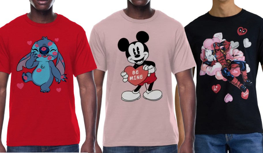 three mens valentine graphic shirts