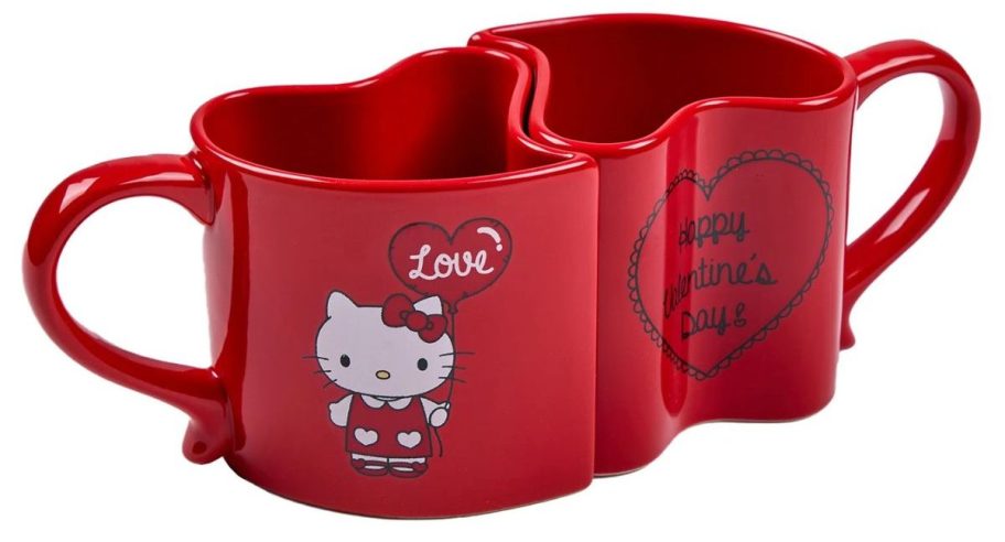 Hello Kitty Valentine's 2-Pack 16oz Ceramic Heart Mugs stock image