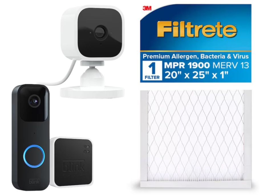 Blink Camera, Doorbell, & Filtrete Air Filter