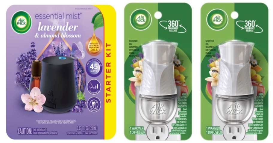 essential mist starter kit and two plug-in scented warmers