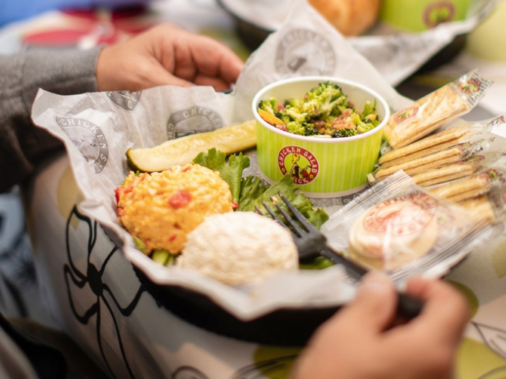 Chicken salad, chick meal in plastic tray