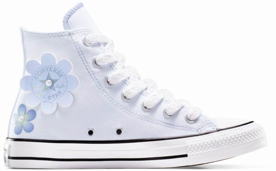 light blue flower print high top converse sneaker