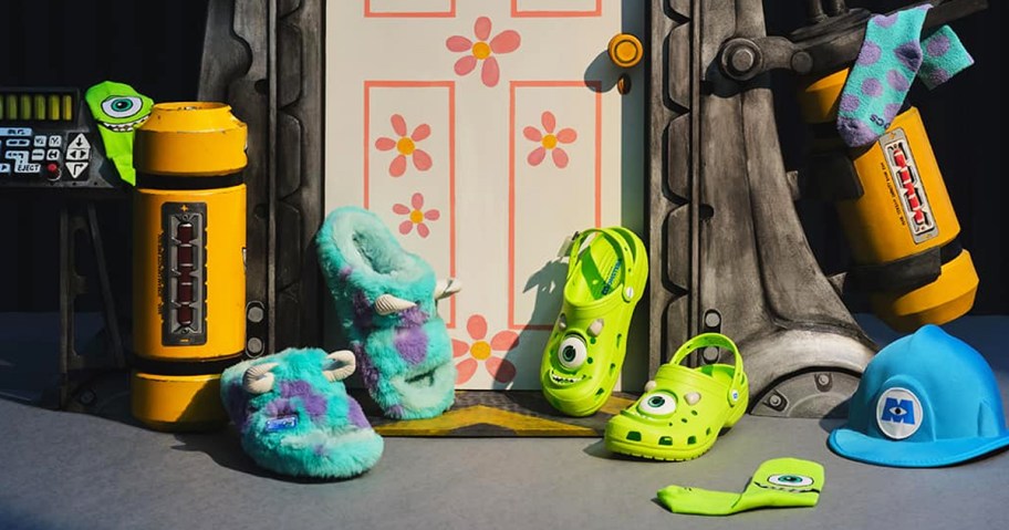 monsters inc crocs, slippers, and socks