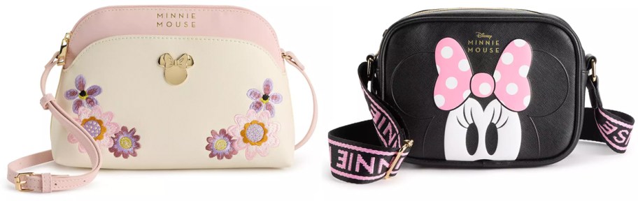 Disney's Minnie Mouse Floral Embroidered and Minnie Mouse Applique Crossbody Bags
