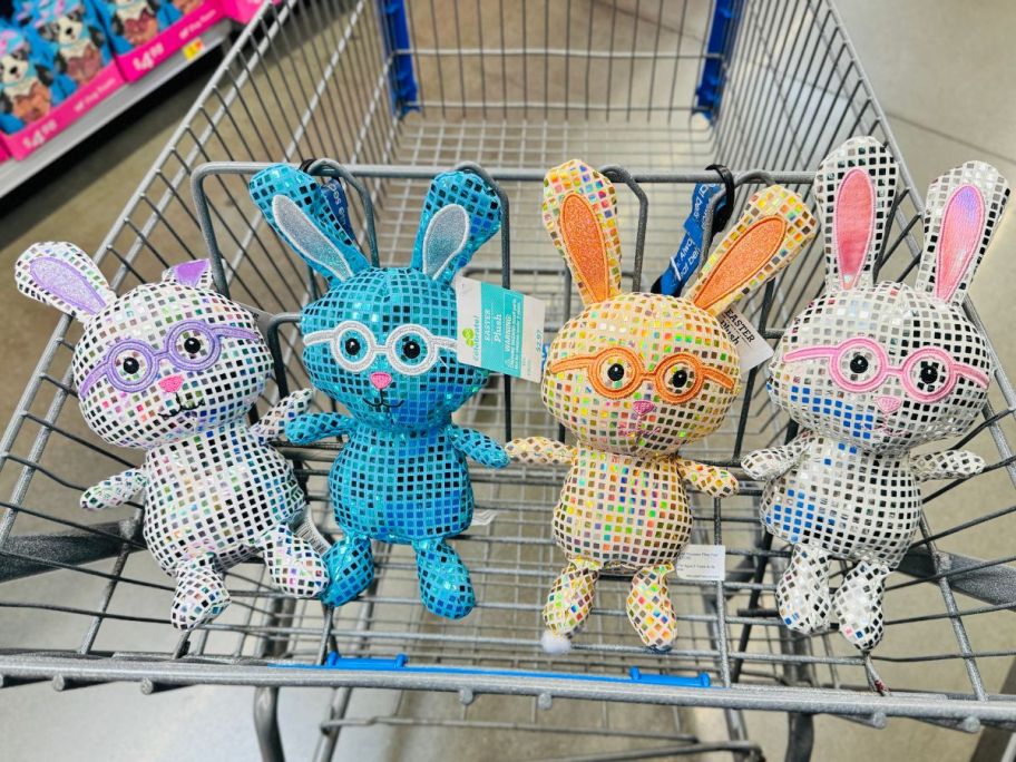 Easter Plush Bunnies in cart in store