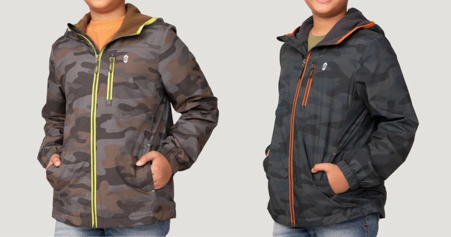 two boys wearing Free Country Boys' Windshear Jacket