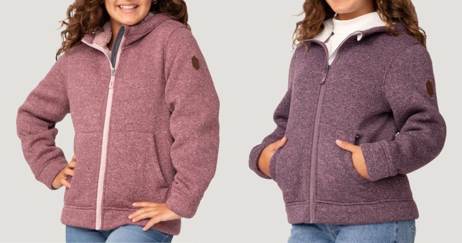 two girls wearing Free Country Girls' Mountain Fleece Jacket