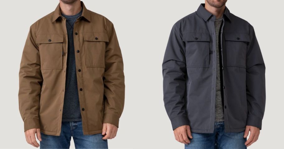 two men wearing Free Country Men's Excursion Sherpa Lined Jacket