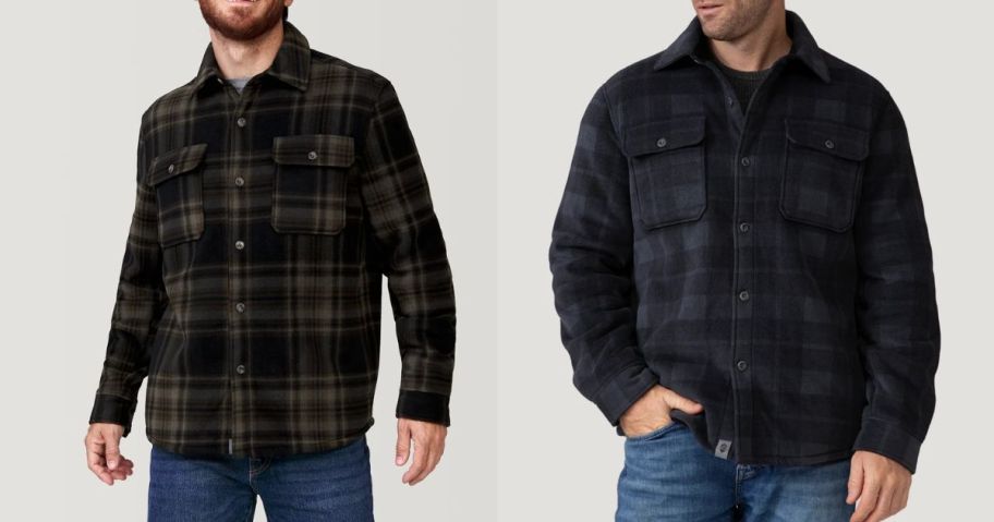 two men wearing Free Country Men's Mountain Ridge Sueded Chill Out Fleece Jacket