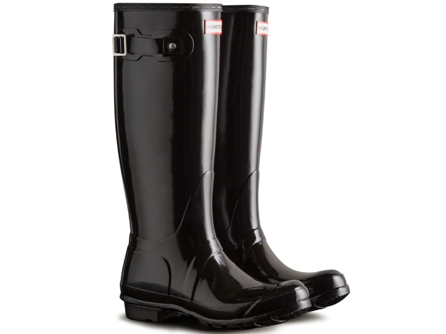 stock image of Hunter Women's Original Tall Gloss Boots in black