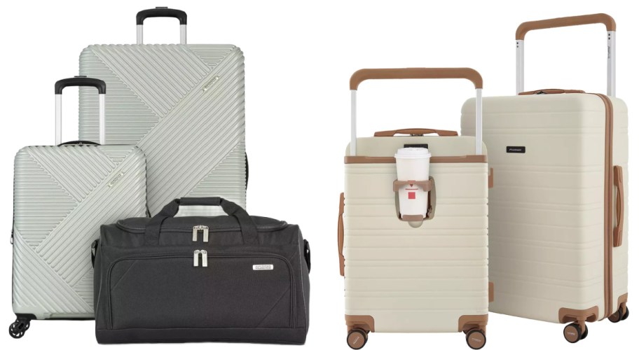 Kohls luggage in sage and beige
