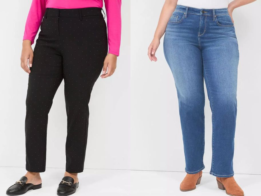 Stock images of two women wearing Lane Bryant bottoms