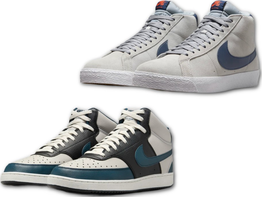 Stock images of Nike Court Vision Mid Next Nature Men's Shoes and Nike SB Zoom Blazer Mid Skate Shoes