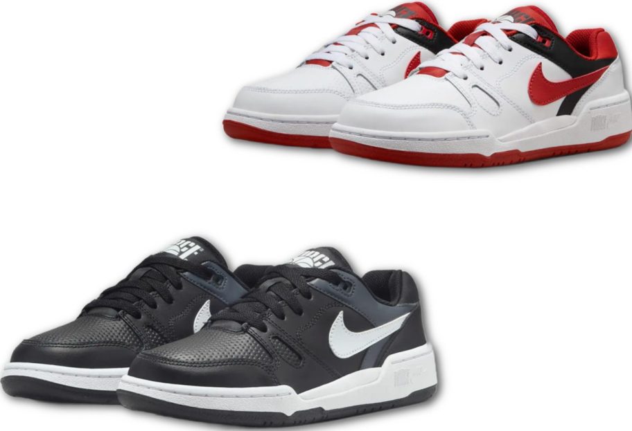 Stock images of two Nike Full Force Low Big Kids Shoes 