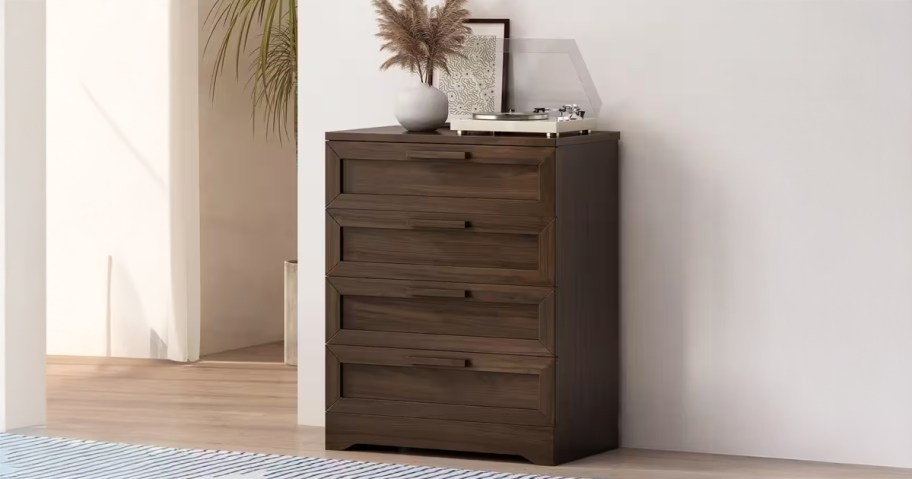 Polibi Walnut Rustic Wood Frame Chest