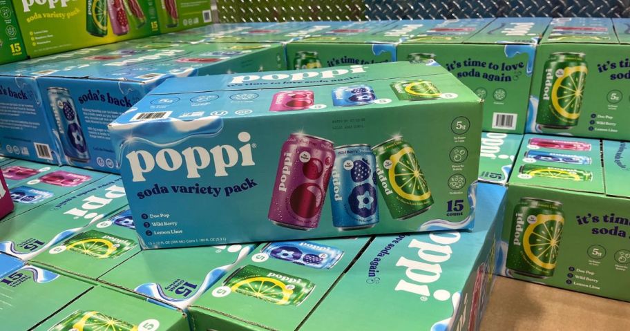 A 15-count variety pack of Poppi Prebiotic Soda