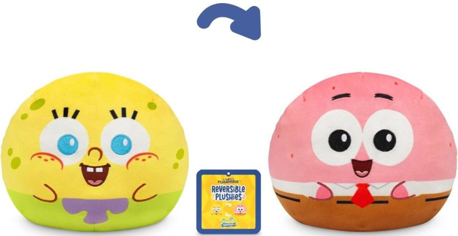 TeeTurtle 6" Reversible Plush with Spongebob & Patrick