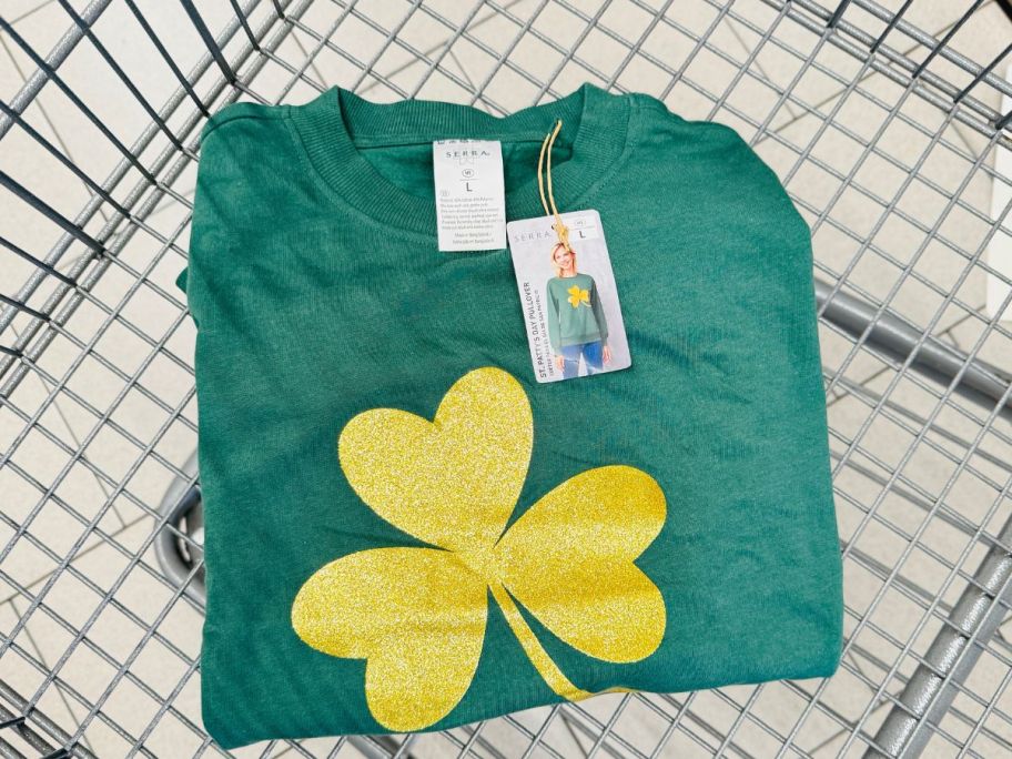 St. Patrick's Pullover in a cart